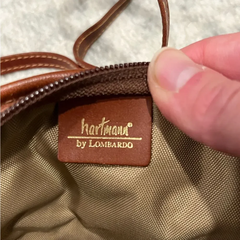 Vintage Hartmann By Lombardo Small Woven Brown Leather Crossbody Bag